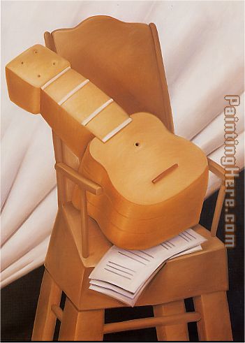 Fernando Botero Guitar and Chair 1983